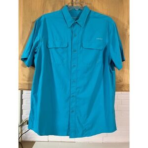 Ariat AriatTEK Performance Shirt Mens Large Blue Short Sleeve Button Up